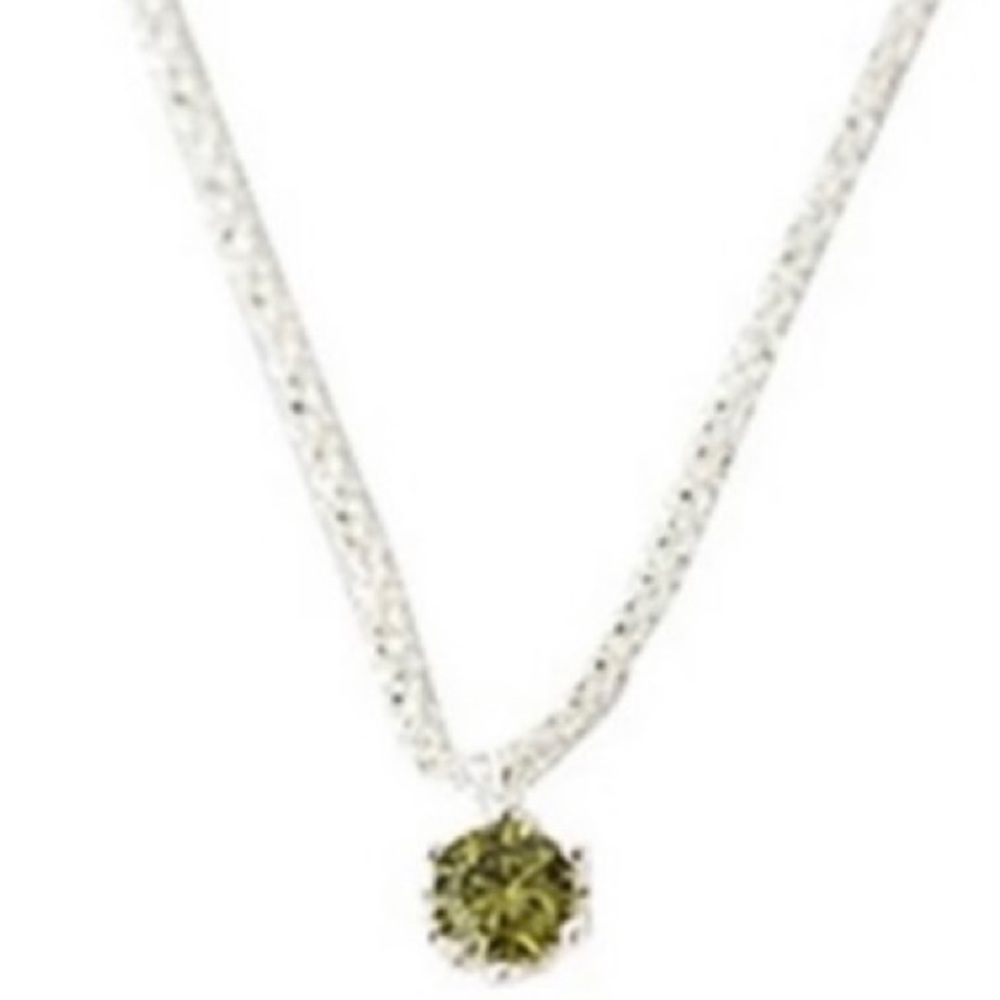 Simulated Emerald CZ Necklace – 14K Gold Plated 925 Silver, Dainty Round Pendant - Picture 4 of 11
